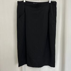 Vintage Giorgio Armani Black Wool Skirt Lined Pockets Made in Italy US Size 14